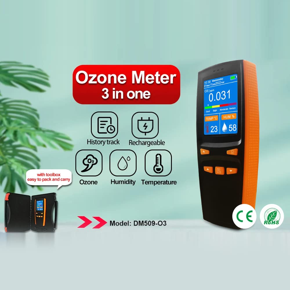 Ozone Detector & O3 Air Quality Monitor - Portable Gas Tester Meter for Home, Indoor Air Pollution Detection - Perfect for Kitchen, Bedroom, Office and Baby Room Safety Monitoring