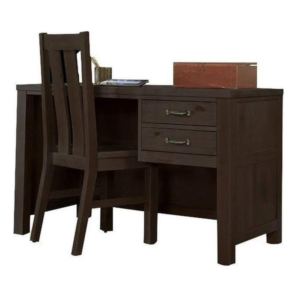 Roseberry Kids Modern Pine Wood & Solid Iron Writing Desk in Espresso - Study Desk for Children's Bedroom, Homework Station & Learning Space