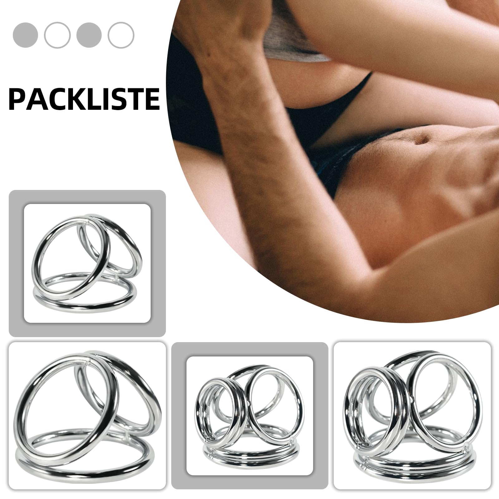 Stainless Steel Cock Ring Set - 4 Piece Penis Rings for Men, Chastity Device with Locking Mechanism, Enhances Stamina & Pleasure for Couples - Perfect for Long-Lasting Intimacy & BDSM Play