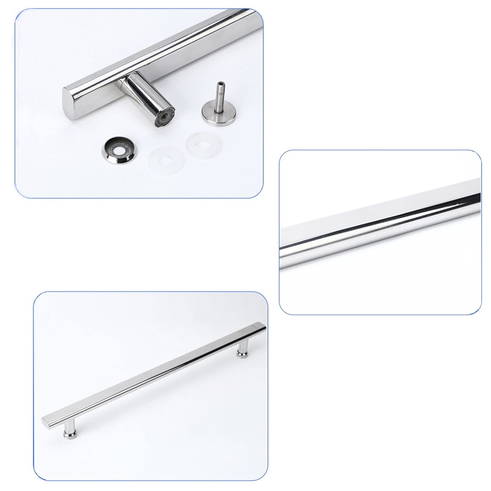 Stainless Steel Glass Door Handle for Bathroom - 400mm Full Polished Single-Sided Pull Handle Replacement - Perfect for Shower Doors, Glass Cabinets & Modern Interior Design