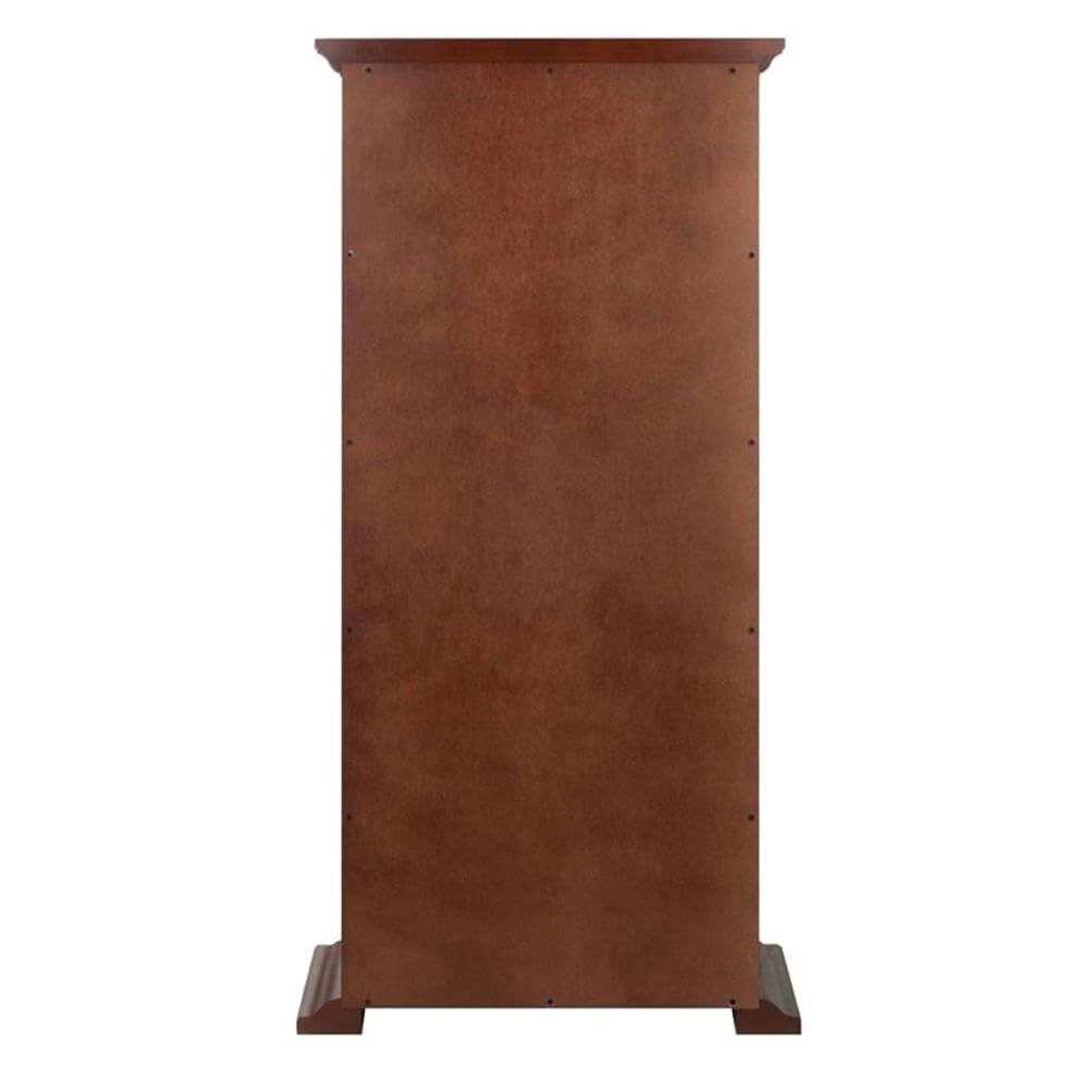Pemberly Row Solid Wood CD & DVD Storage Cabinet - Antique Walnut Finish | Organize & Display Media Collections in Living Room, Office or Home Theater