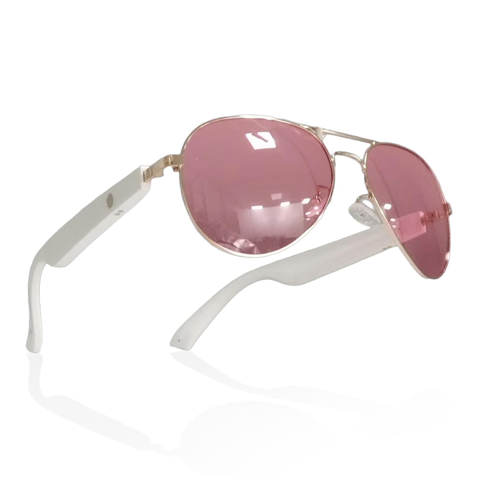 Smart Bluetooth Audio Glasses with HD Nylon Lens, Built-in Mic & Speakers, Fast Charging, UV Protection, Touch Control & Voice Assistant for Men & Women - Perfect for Riding, Driving, and Outdoor Activities (Pink)