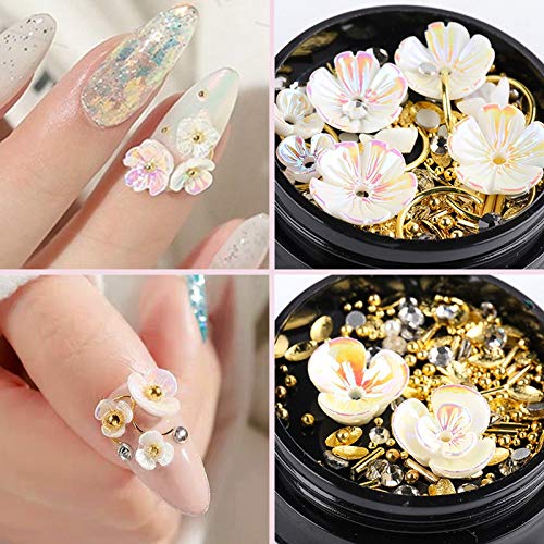 Anjetan 3 Boxes Mixed Nail Rhinestones - Creative Nail Art Decorations, Metal Nail Studs & Gems for DIY Nail Designs - Perfect for Manicures, Pedicures, and Nail Art Enthusiasts