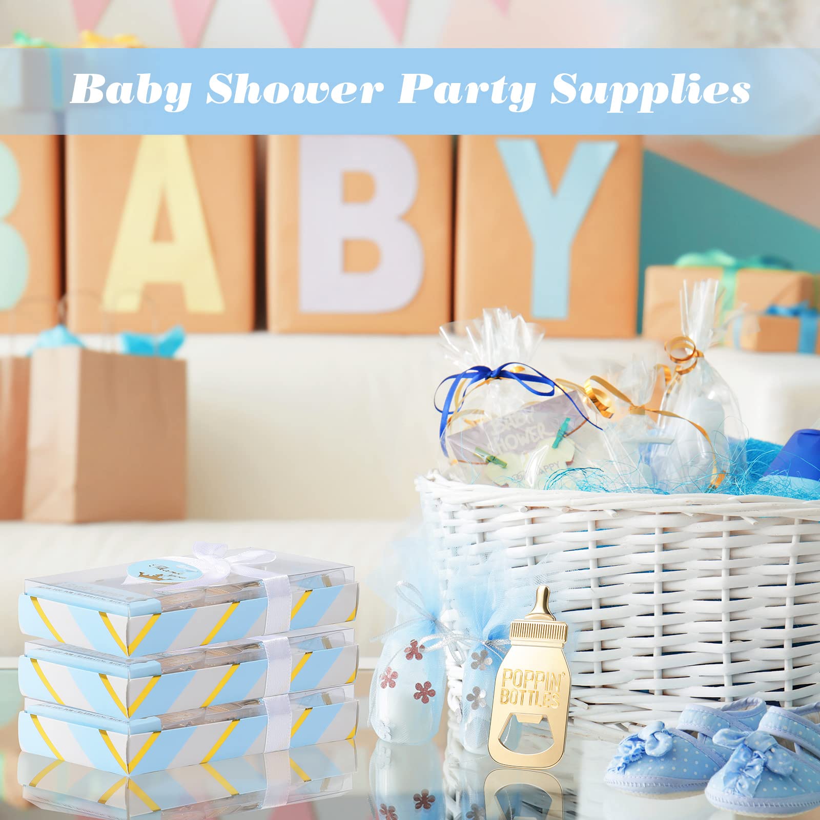 50 Pieces Cute Baby Bottle Openers - Baby Shower Favors, Gender Reveal Party Souvenirs, Guest Prizes for Boys & Girls - Blue Box - Perfect for Baby Showers, Birthday Parties & Thank You Gifts