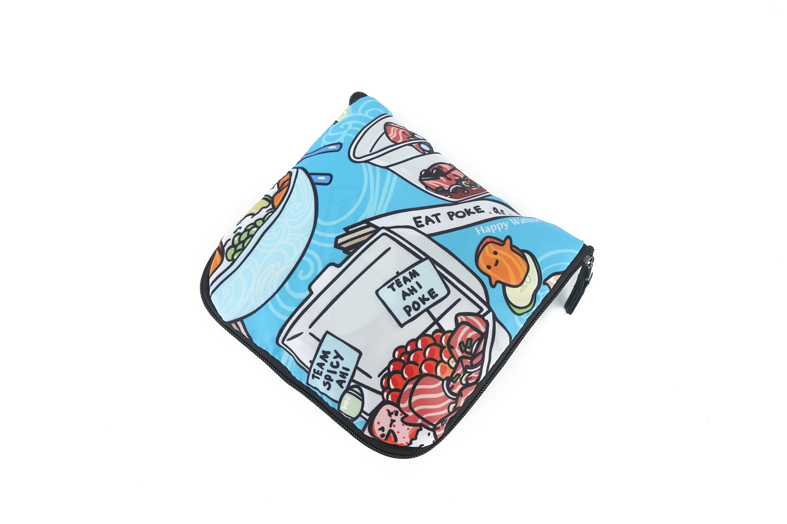 Foldable Tote Bag - James Poke Competition Style in Blue | Reusable Shopping Bag for Groceries, Beach & Travel