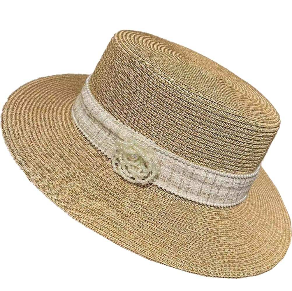 Women's & Men's UV Protection Straw Fedora Hat - Summer Beach Sun Hat with Wide Brim for Outdoor Activities, Travel, and Gardening