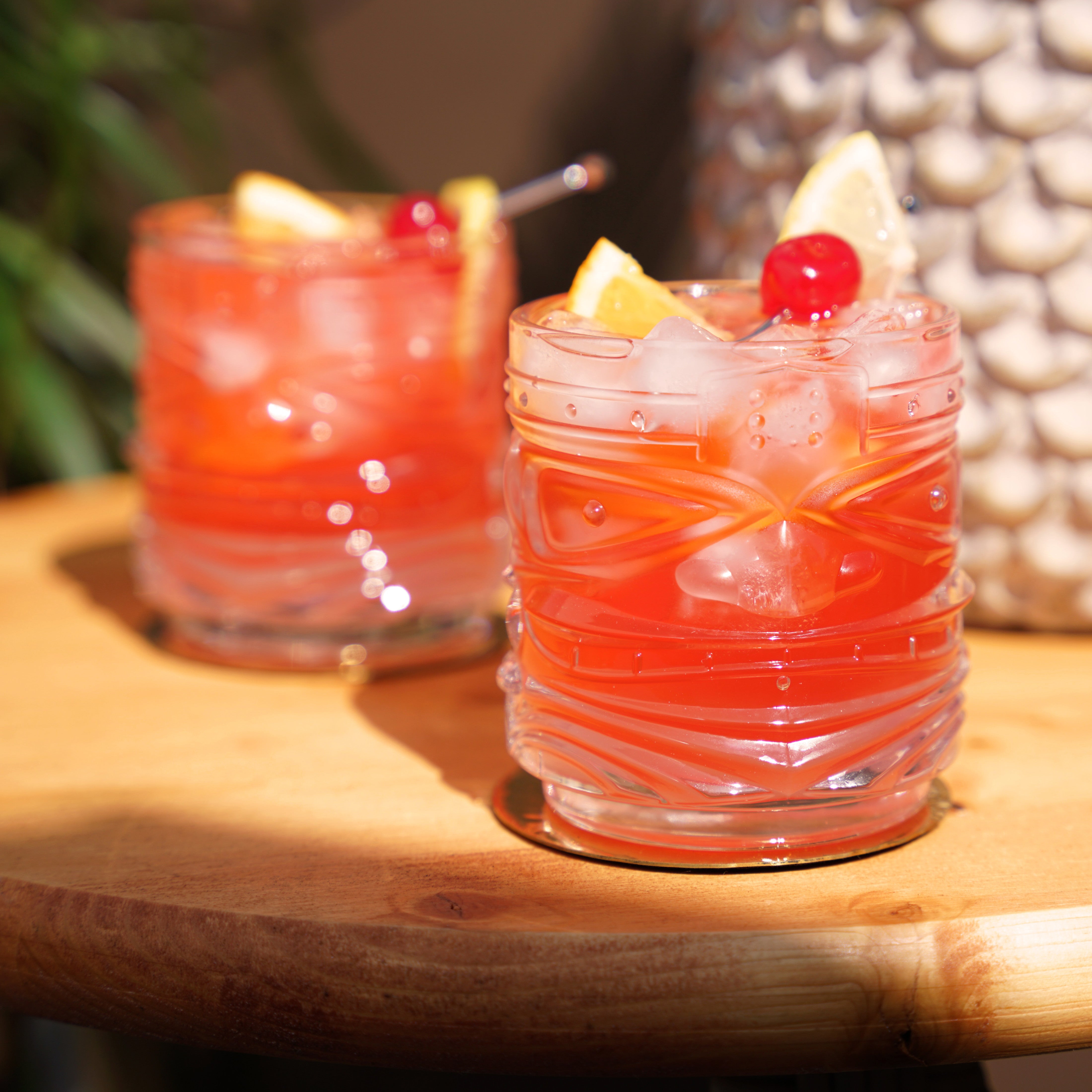 Premium Pacific Crystal Tiki DOF Tumblers Set of 2 - 16oz Double Old Fashioned Glasses for Tropical Cocktails, Beach Parties & Summer Entertaining