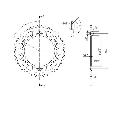 BikeMaster Rear Steel 41 Tooth Sprocket for Suzuki RM250 1982 - Dirt Bike Replacement Part for Off-Road & Motocross Racing