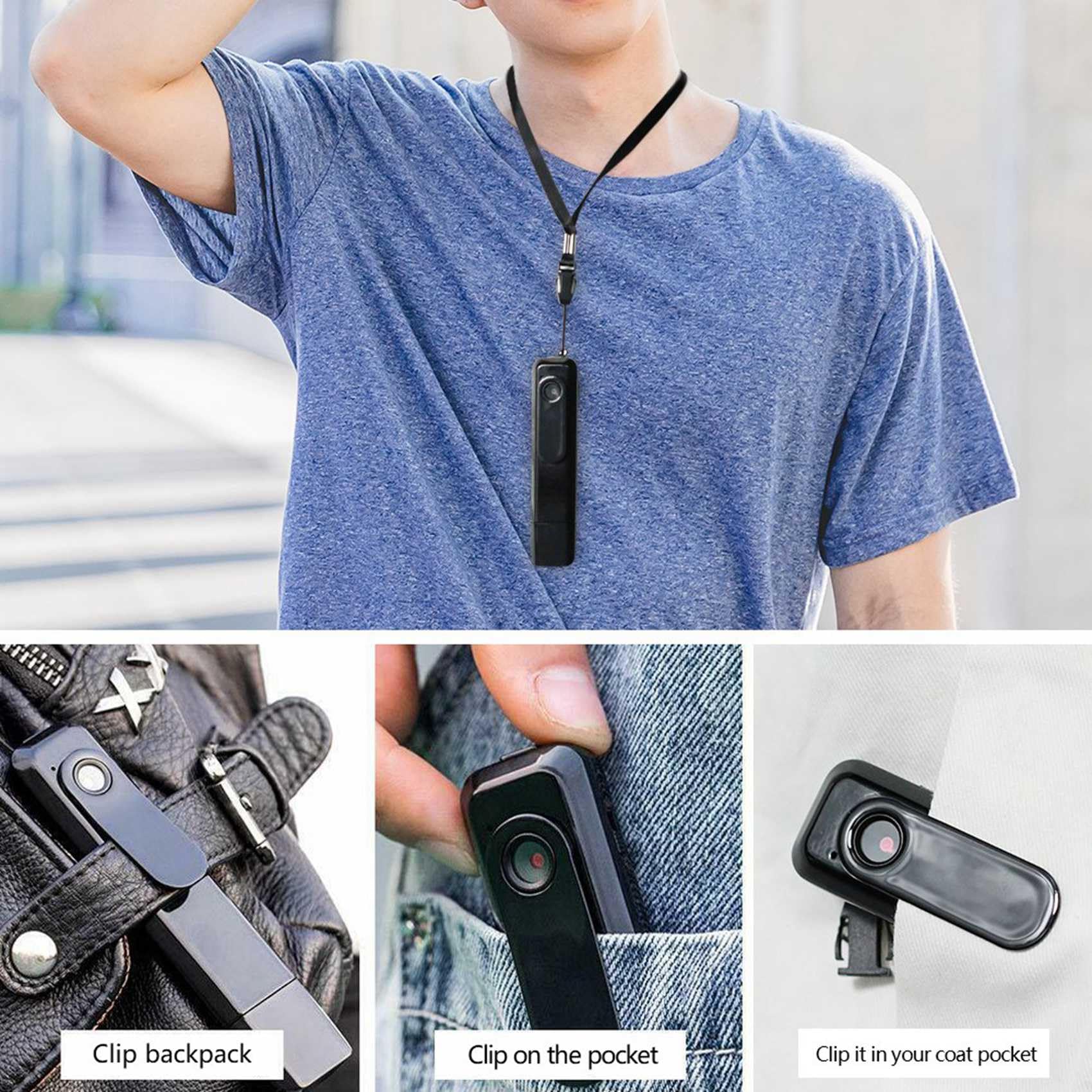 Casstad 5X HD Mini Wearable Body Camera - Portable Clip-On USB Camcorder with Loop Recording for Security, Police, Outdoor Adventures & Vlogging