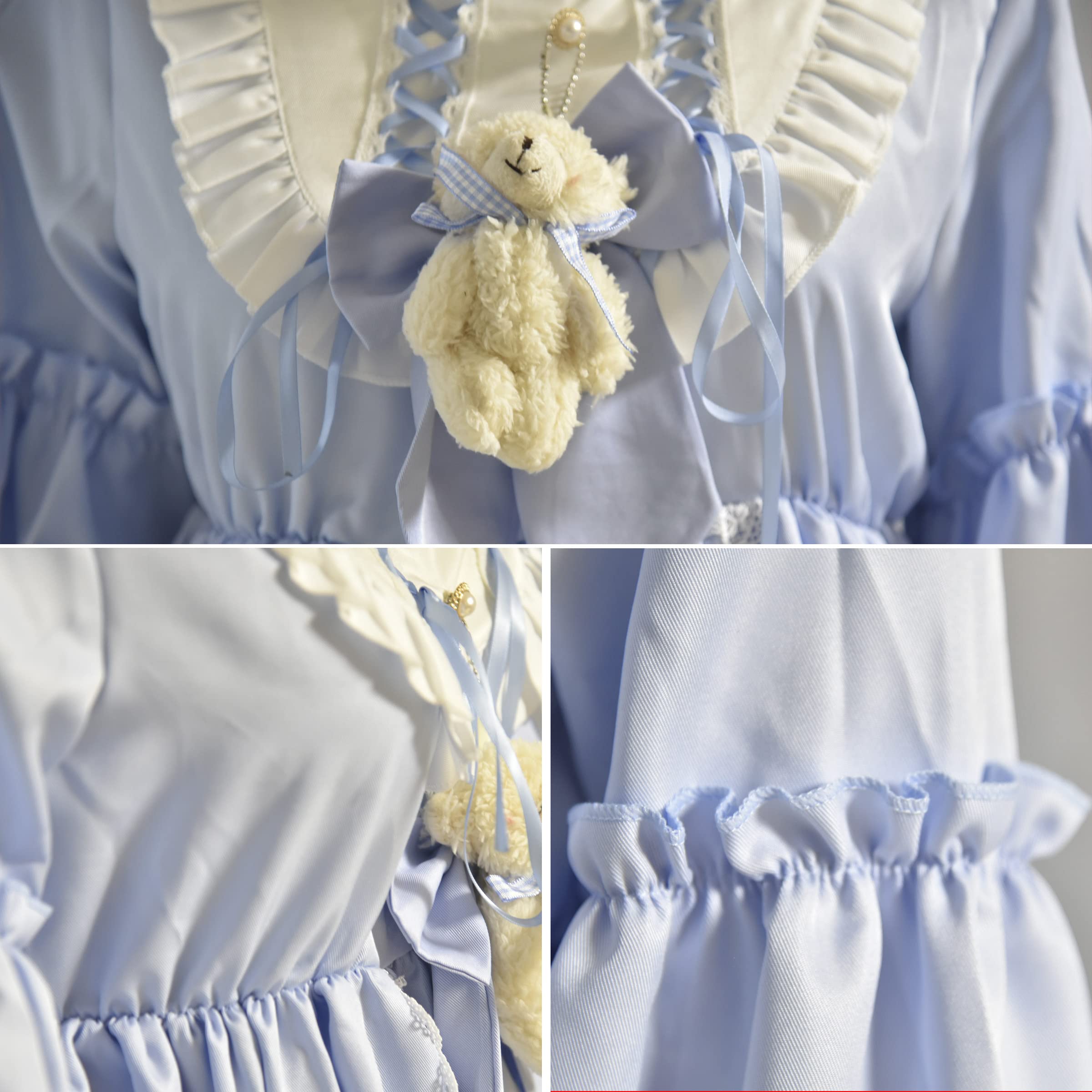 Lolita Princess Dress for Girls - Kawaii Long Sleeve Chiffon Skirt Cute Party Dress in Sky Blue | Perfect for Cosplay, Tea Parties & Special Occasions