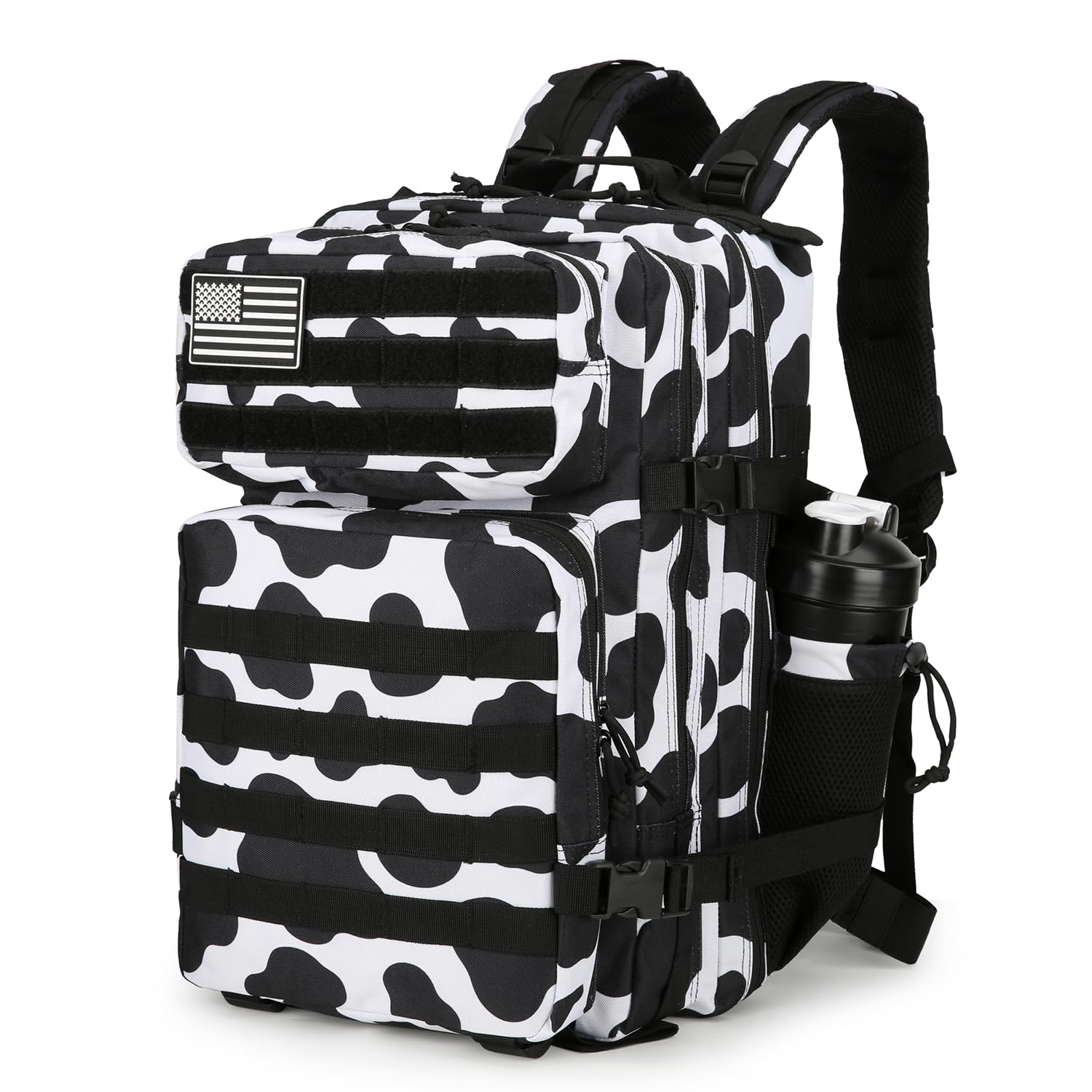 25L Tactical Backpack - Military Grade Molle Backpack for Men & Women - Small Assault Pack for Outdoor Travel, Hiking, Camping & Survival Gear - Durable Cow Print Rucksack for Adventure & Everyday Use