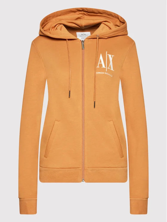 ARMANI EXCHANGE Men's Slim Fit Orange Hoodie - Lightweight Pullover Sweatshirt for Casual Wear & Street Style
