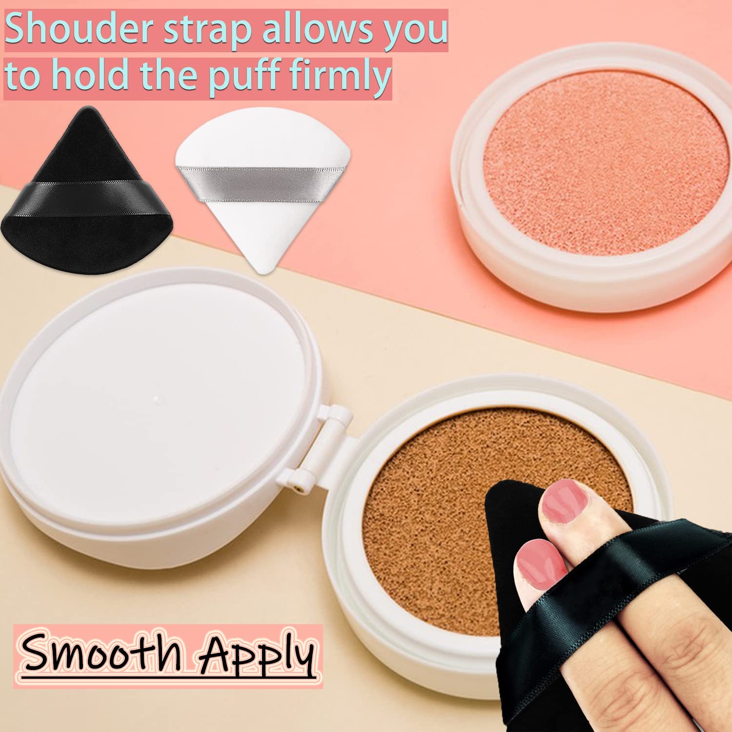 4+1 Pcs Velour Triangle Powder Puff & Kabuki Brush Set for Flawless Liquid, Cream & Loose Powder Makeup - Face Contouring, Foundation & Eyeshadow Application - Perfect for Daily Makeup & Professional Use (Color May Vary)