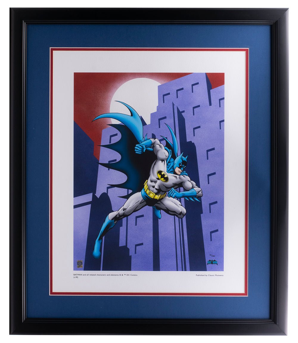 Batman Running 12x16 Framed DC Comic Limited Edition Giclee Art Print - Superhero Wall Decor for Home, Office & Comic Book Fan Collection