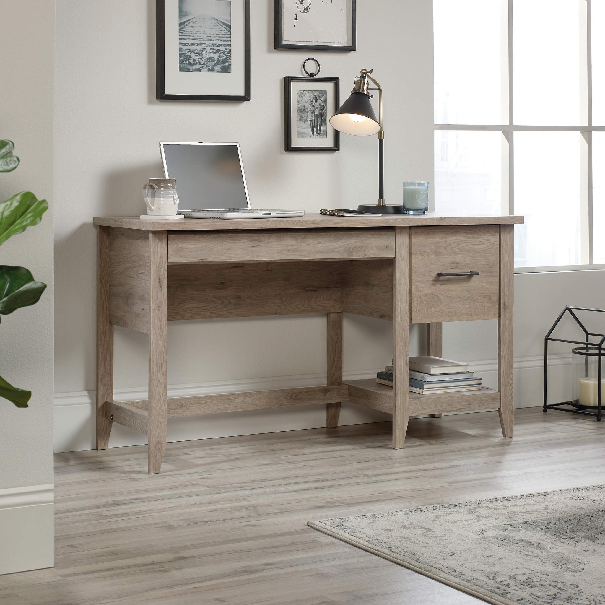 Sauder Summit Station Desk - Laurel Oak Finish | Modern Home Office Desk for Work & Study | Durable Writing Desk with Storage