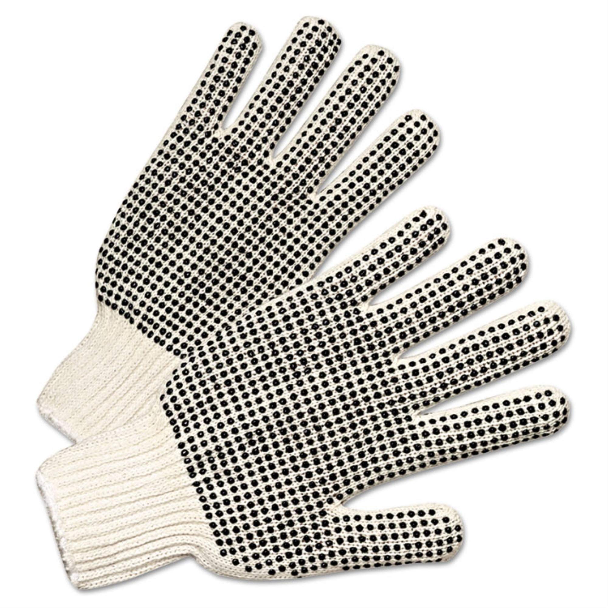 PVC Dot String Knit Gloves - Black Regular Weight Work Gloves for Construction, Gardening, and Outdoor Activities