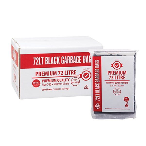 Premium 72Lt Black Trash Bags - Heavy Duty Garbage Bags for Kitchen, Office & Outdoor Use - Extra Large 72 Liter Capacity