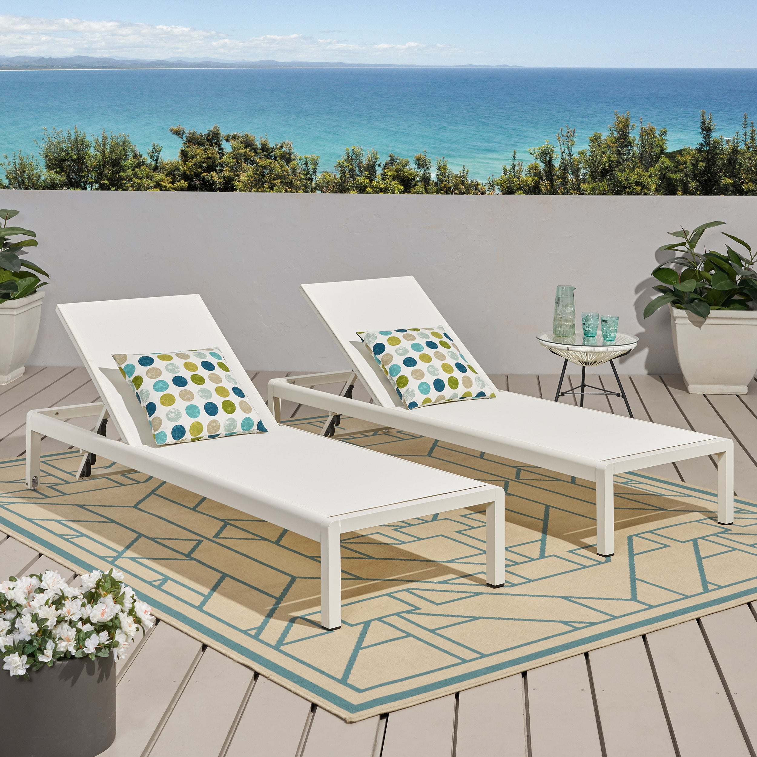Cape Coral KD Chaise Lounge Set of 2 - Modern Gray Outdoor Patio Furniture for Poolside, Garden & Backyard Relaxation