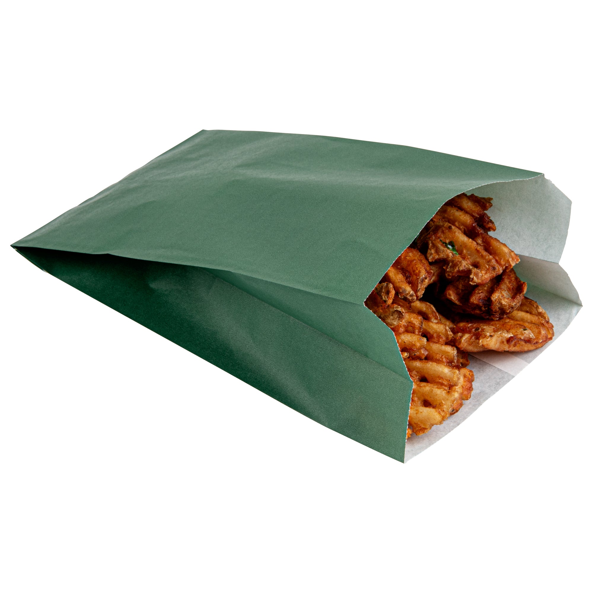 Eco-Friendly Forest Green French Fry & Snack Bags - 5