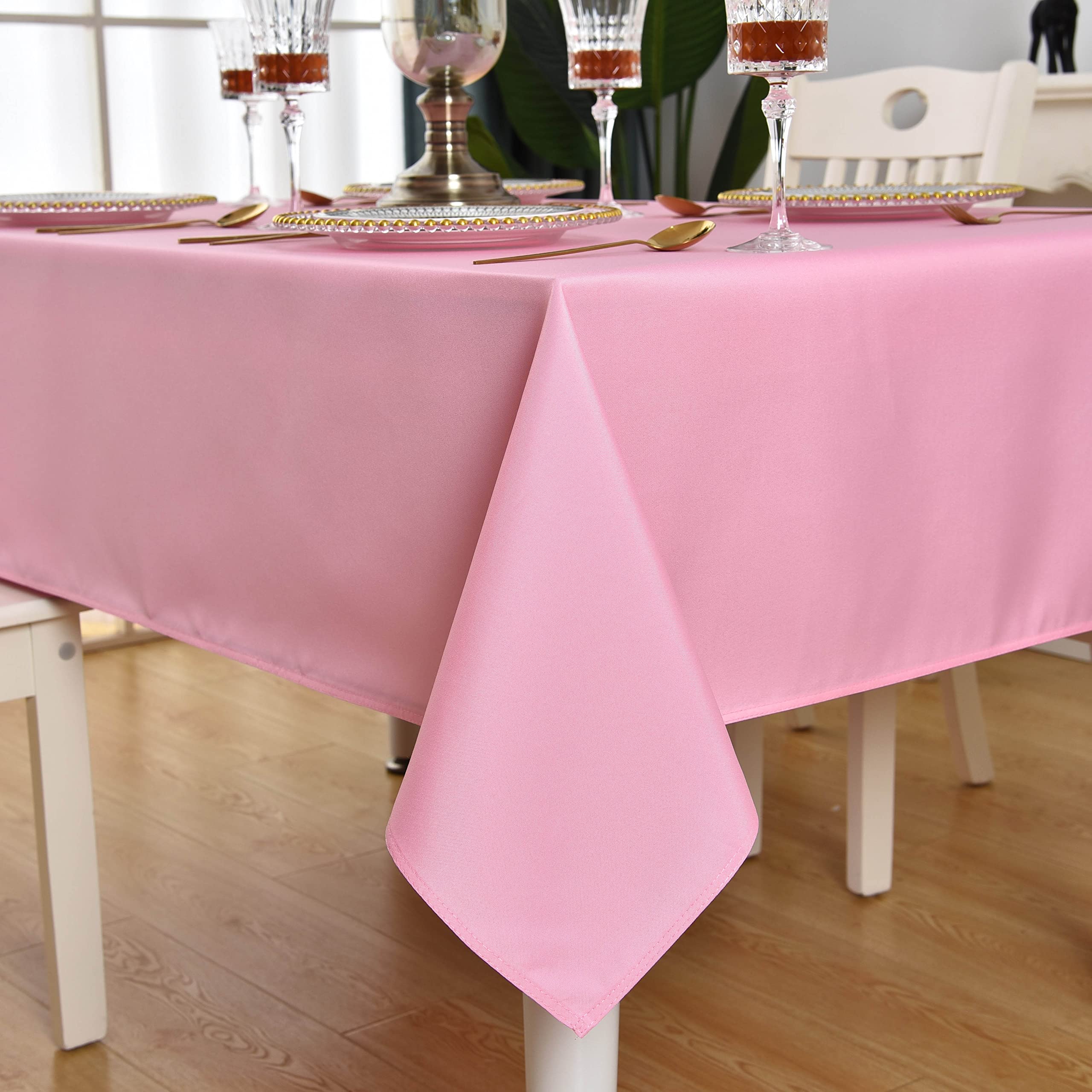 Premium Pink Rectangle Tablecloth - Waterproof, Stain & Wrinkle-Free 210GSM Polyester Table Cover for Parties, Banquets, Weddings - Indoor/Outdoor Use (60