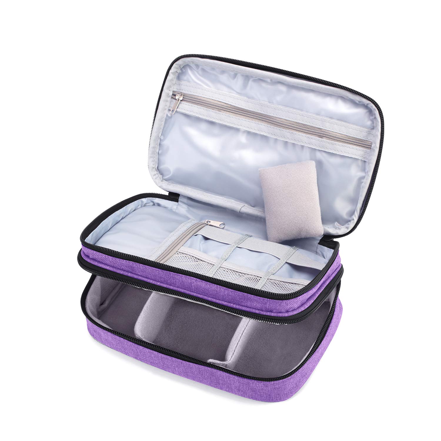 Luxja Double-Layer Sewing Organizer for Needles, Scissors, Measuring Tape & Thread - Purple Sewing Supplies Storage Case - Perfect for Home Sewing, Quilting & Craft Projects