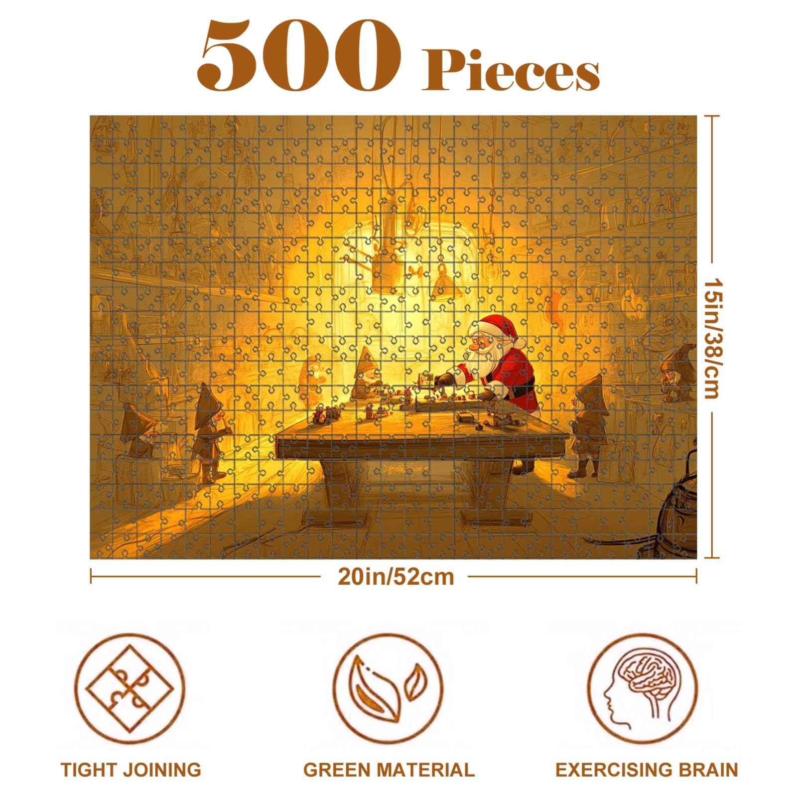 500-Piece Santa Toy Workshop Wooden Jigsaw Puzzle - Family Game & Home Decor