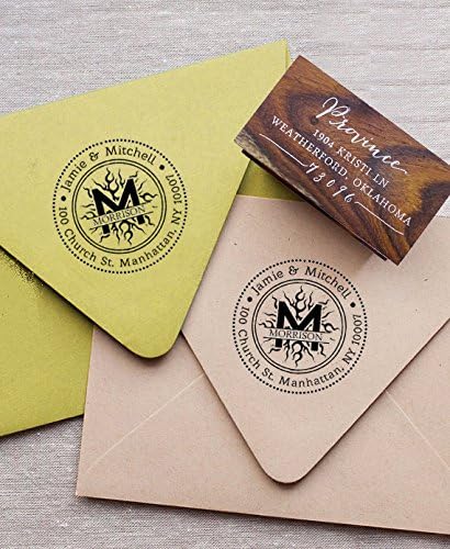 Custom Round Personalized Wood Mounted Rubber Logo Stamp - Perfect for Address Stamps, Wedding Invitations & Engagement Gifts - Great for Home Office, DIY Crafts & Small Business Branding