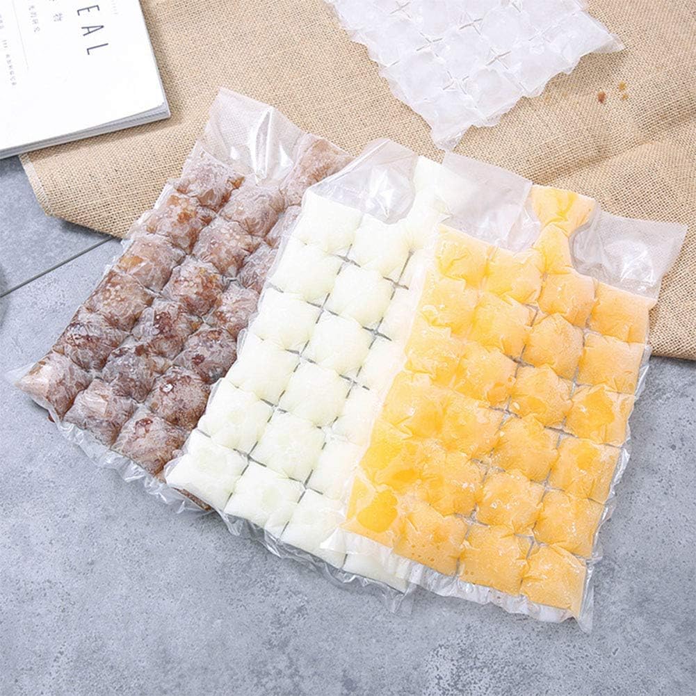 Disposable Ice Cube Bags - 50 Pack (1200 Ice Cubes) | Self-Sealing Freezer Bags for Cocktails, Wine & Beverages | Stackable Ice Cube Molds for Kitchen, Party & Outdoor Use