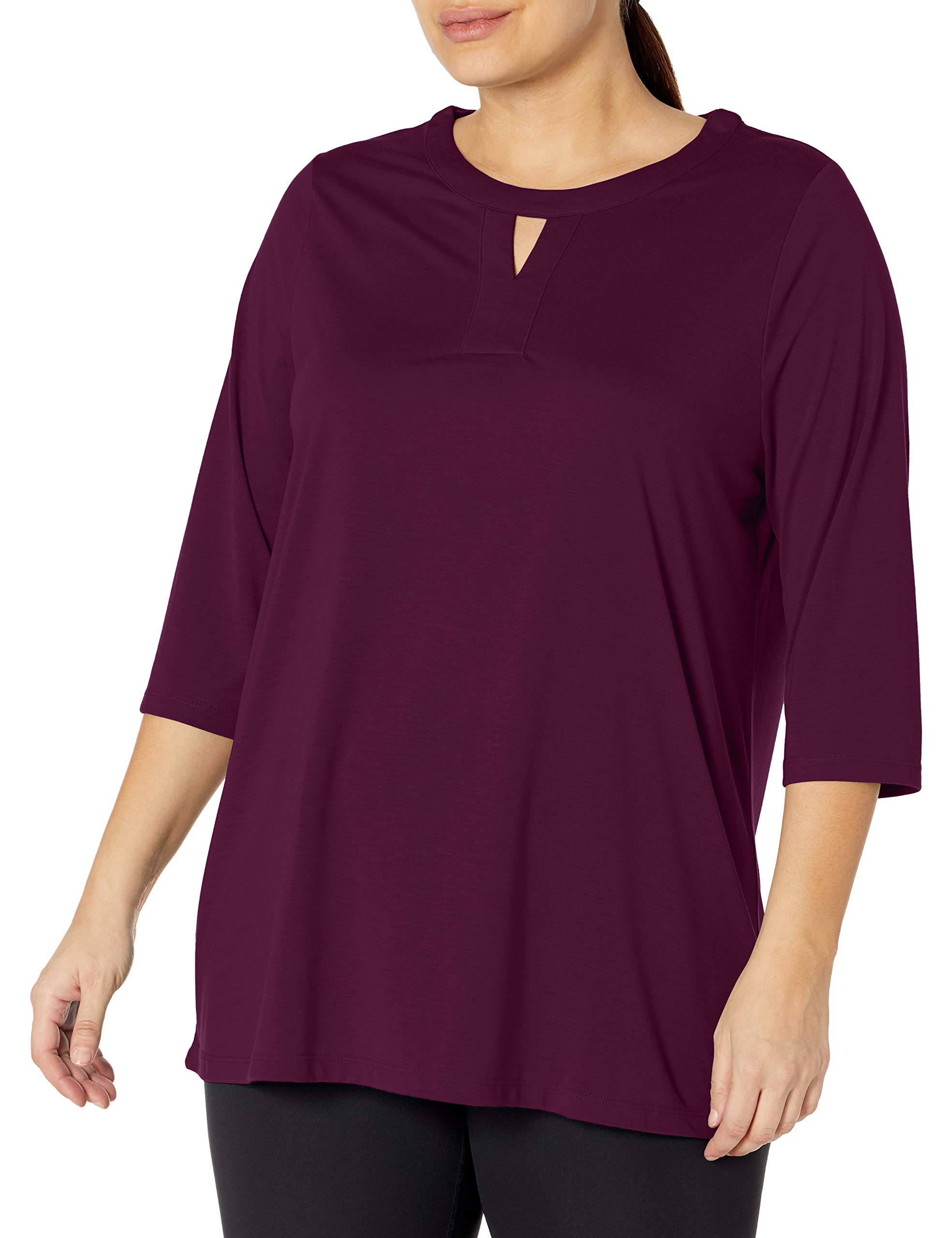 JUST MY SIZE Women's Plus Size Key Hole Tunic Top - Flattering Casual & Office Wear for Curvy Women