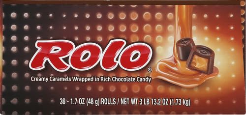 ROLO Rich Chocolate Caramels Candy Rolls - 1.7oz (36 Count) Individually Wrapped - Perfect for Halloween, Christmas Stocking Stuffers & Party Favors