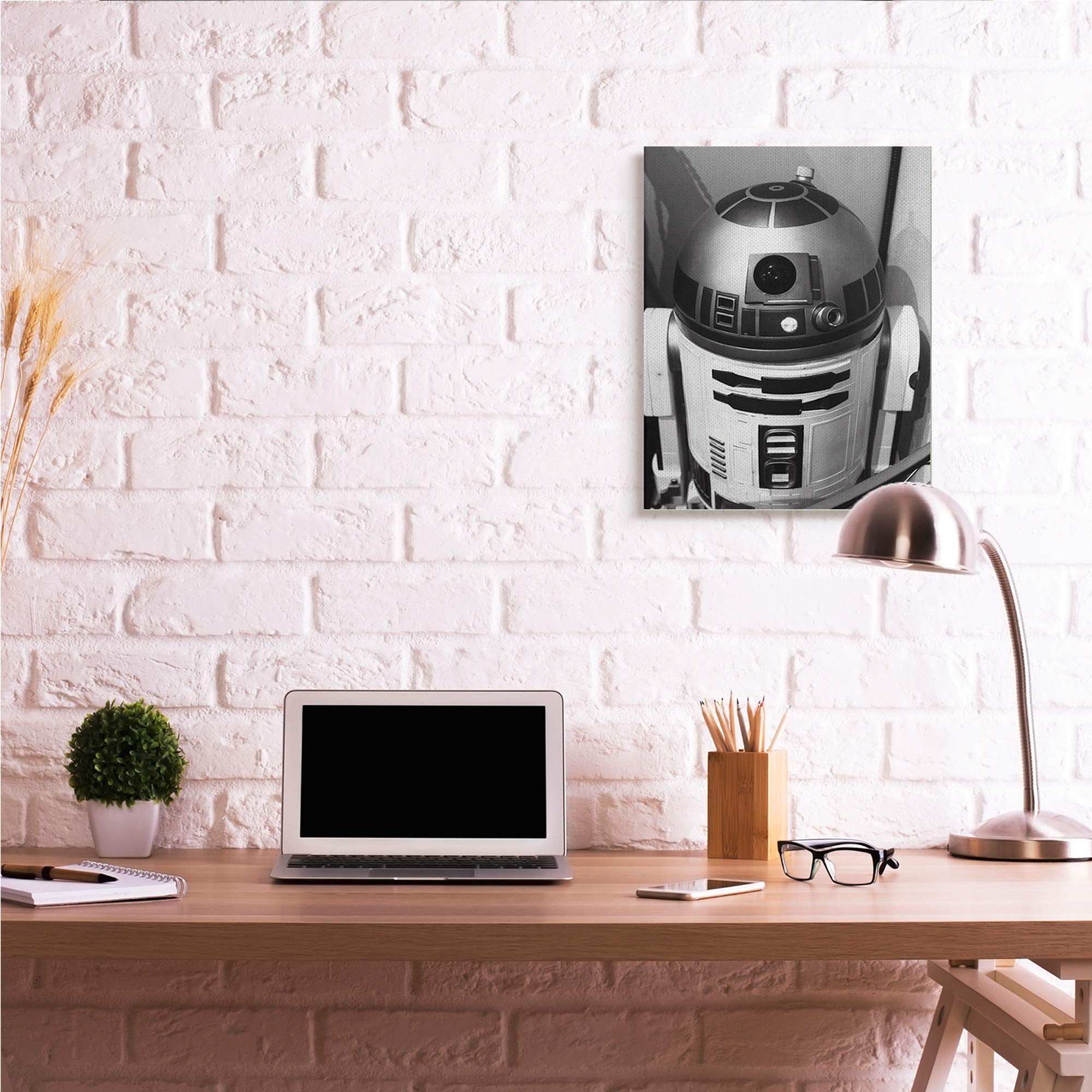 Stupell Industries Science Fiction Robot Icon Black & White Canvas Wall Art - 24