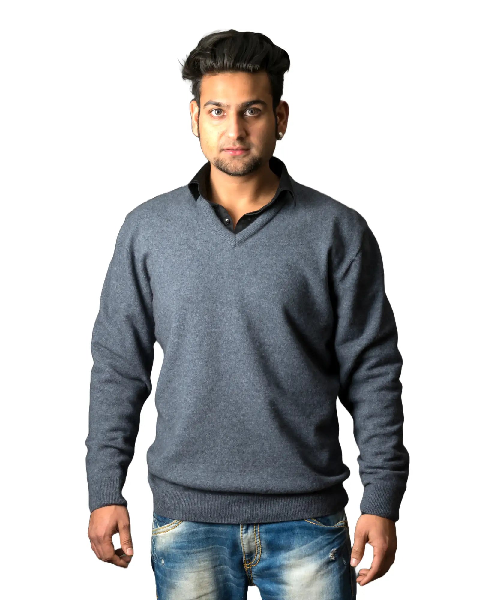 Premium Sky Blue Men's Possum Merino Wool Sweater - Soft & Warm Plain Knit Pullover for Winter - Perfect for Outdoor Activities & Casual Wear