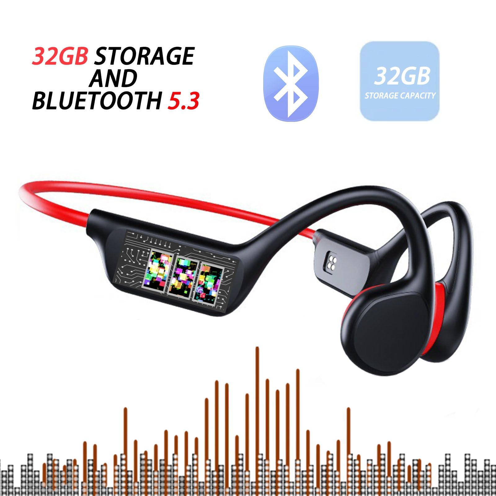 Bonesoundz Pro Bone Conduction Bluetooth Headphones - 10 Hour Playtime, IPX8 Waterproof, Sweatproof Wireless Headphones for Running, Cycling, Swimming & Outdoor Sports (Black)