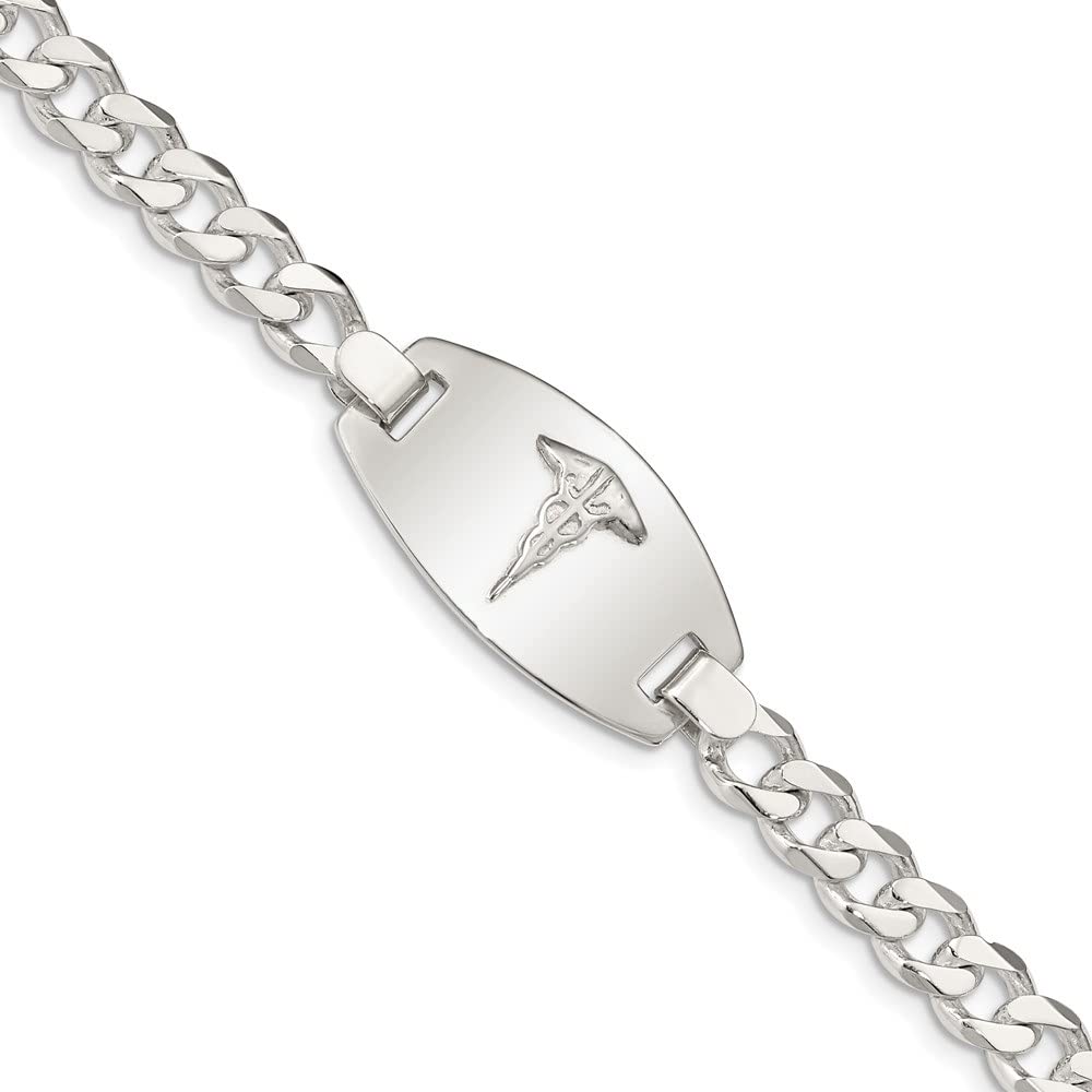 Sterling Silver Medical Alert Bracelet for Women - Adjustable Curb Link Chain - Engravable ID Tag - Perfect for Allergies, Diabetes & Emergency Medical Info