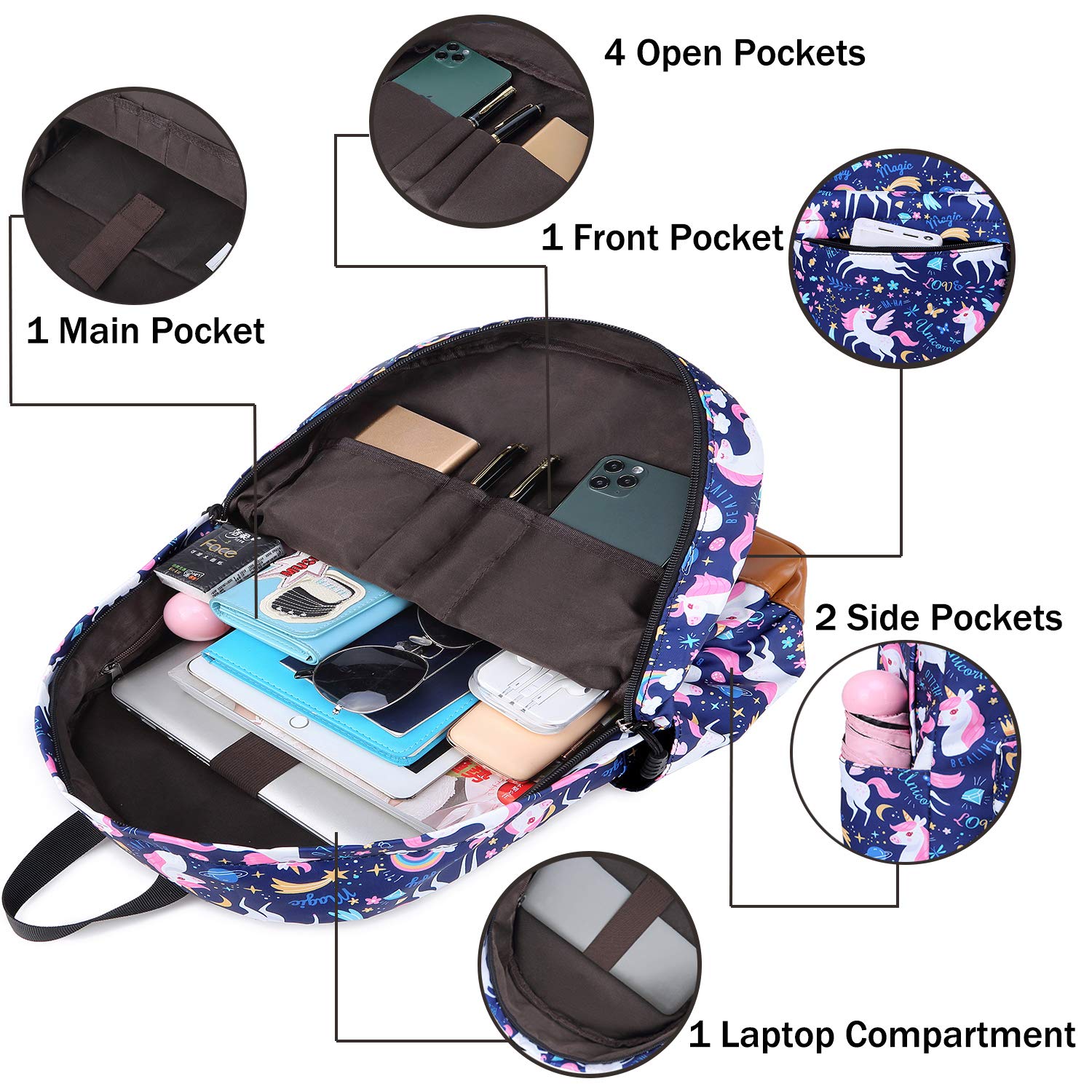 Soekidy Cute Fox & Unicorn Backpacks for Girls - Durable School Backpack Set for Kids, Preschool Bookbag - Perfect for School, Travel & Daily Use