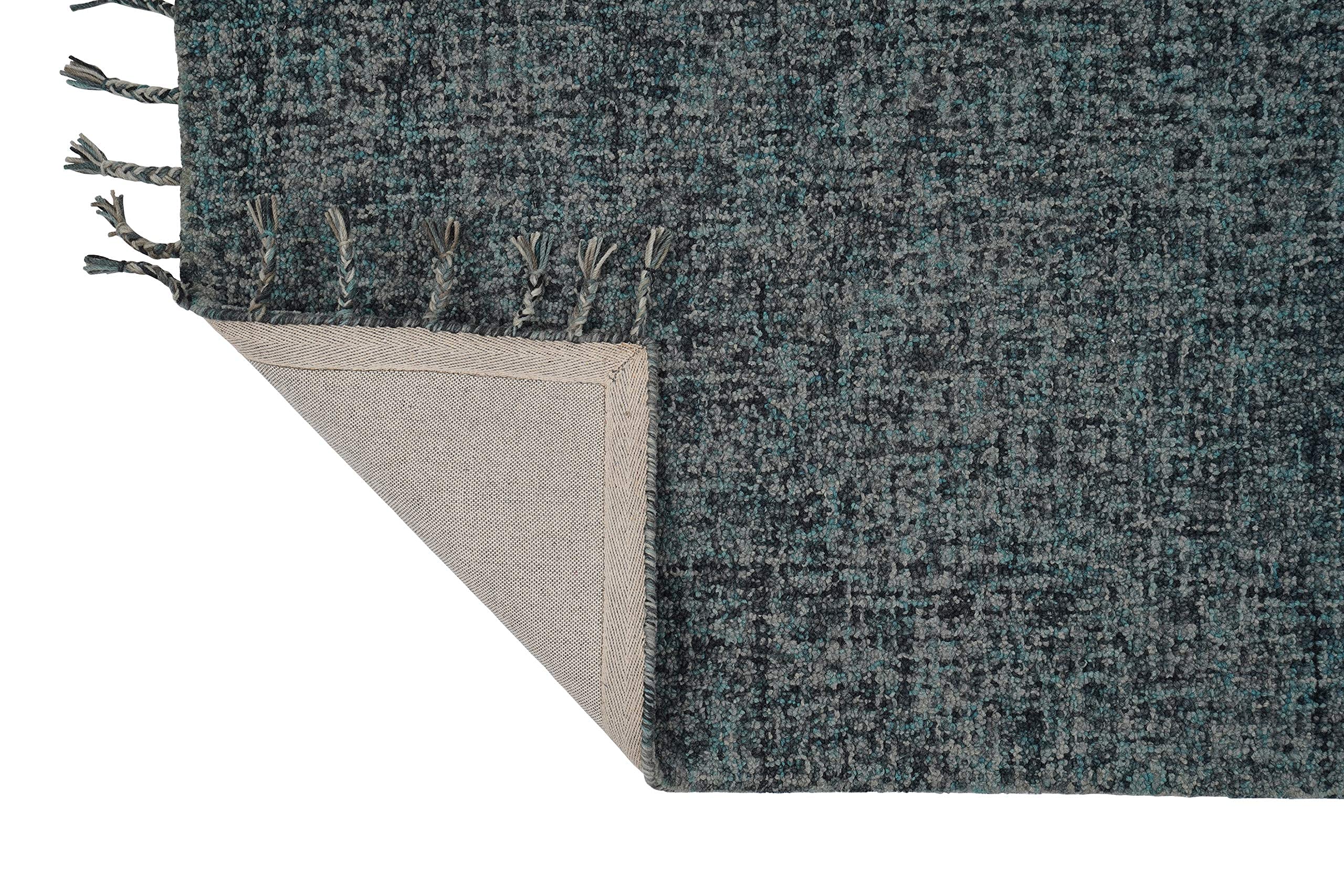 Handmade Nomad Midnight Blue Wool Rug - Natural Fiber, Easy Maintenance - 3'6