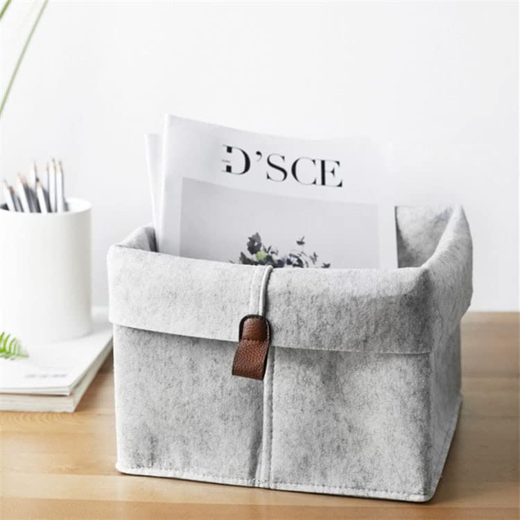 Collapsible Felt Storage Baskets with Handles - 6-Piece Light Grey Fabric Storage Bins for Closet, Shelves & Bedroom Organization | Perfect for Toys, Blankets, Books & Home Decor Storage