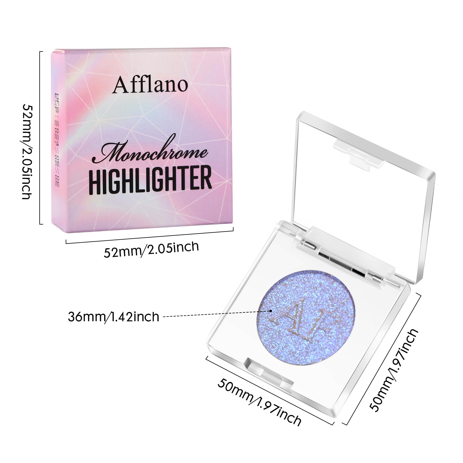 Duochrome Highlighter Makeup - Chameleon Holographic Mineral Powder for Face & Body | Waterproof Blue Purple Glow | Silky Smooth Shine | #05 | Perfect for Festival Makeup, Night Out Glam & Photoshoot Looks