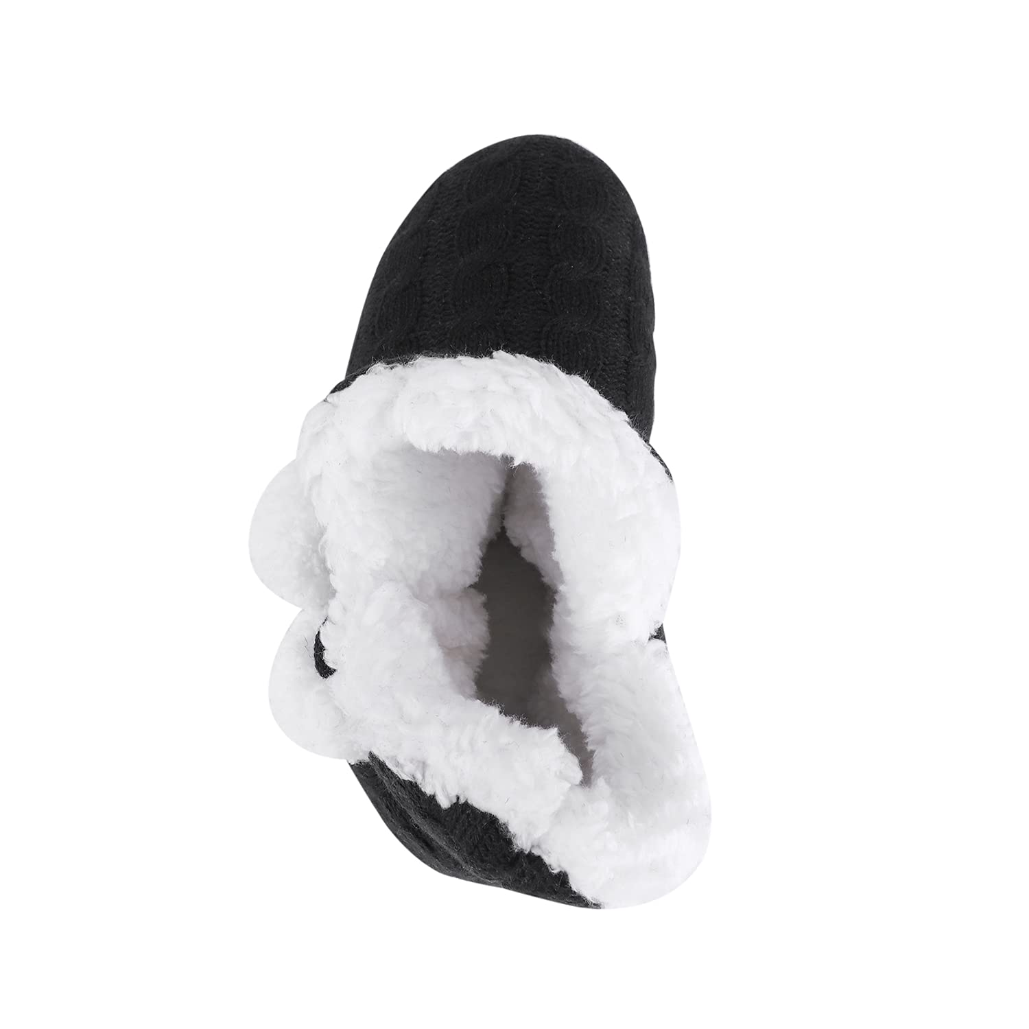 Women's Knitted Plush Bootie Slippers - Warm Winter Ankle Boot Slippers with Pom-Pom for Indoor Home Use | Cozy Gift for Ladies & Girls | Perfect for Lounging, Relaxing & Cold Weather Comfort