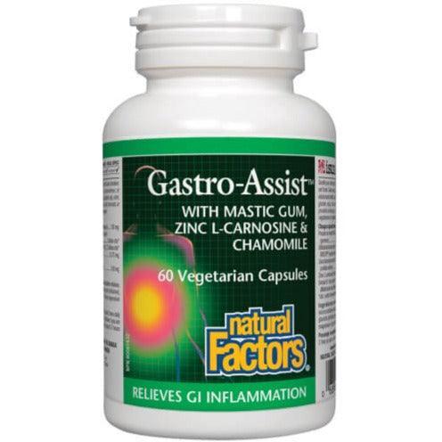 Natural Factors Gastro Assist Supplement with Mastic Gum, Zinc L-Carnosine & Chamomile - 60 Vegetarian Capsules for Digestive Support & Stomach Comfort