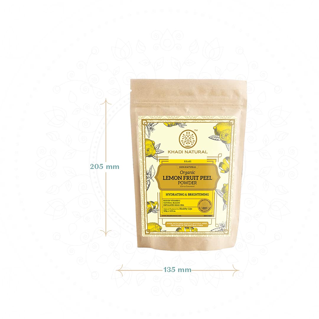 Organic KHADI NATURAL Lemon Fruit Peel Powder - Brightening & Exfoliating for Glowing Skin | Perfect for DIY Face Masks, Scrubs & Hair Treatments