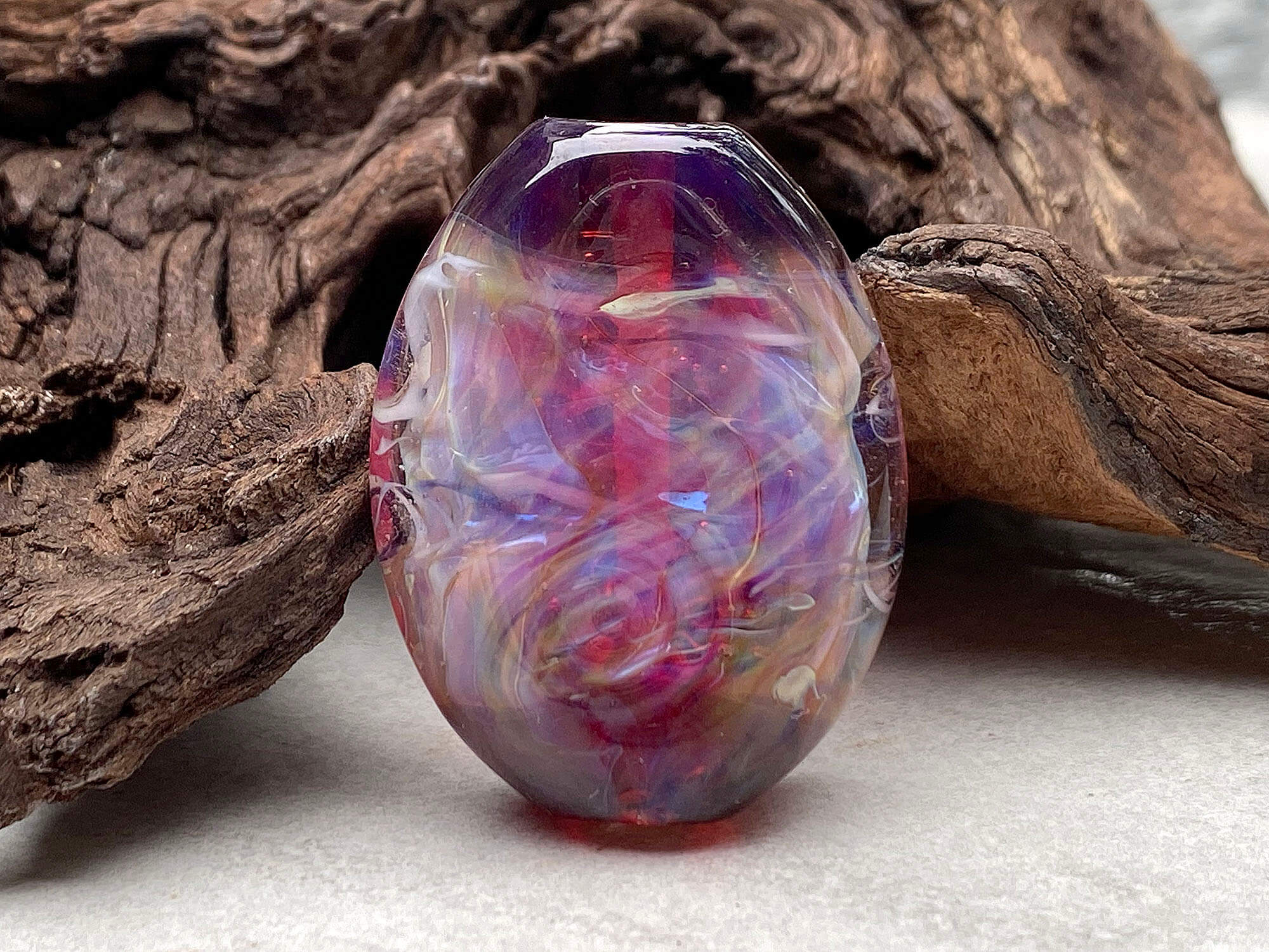 Plum Purple Opal Lampwork Focal Bead SRA - Handmade Glass Bead for Jewelry Making, DIY Crafts, Necklace & Bracelet Designs - Perfect for Beaders and Craft Enthusiasts