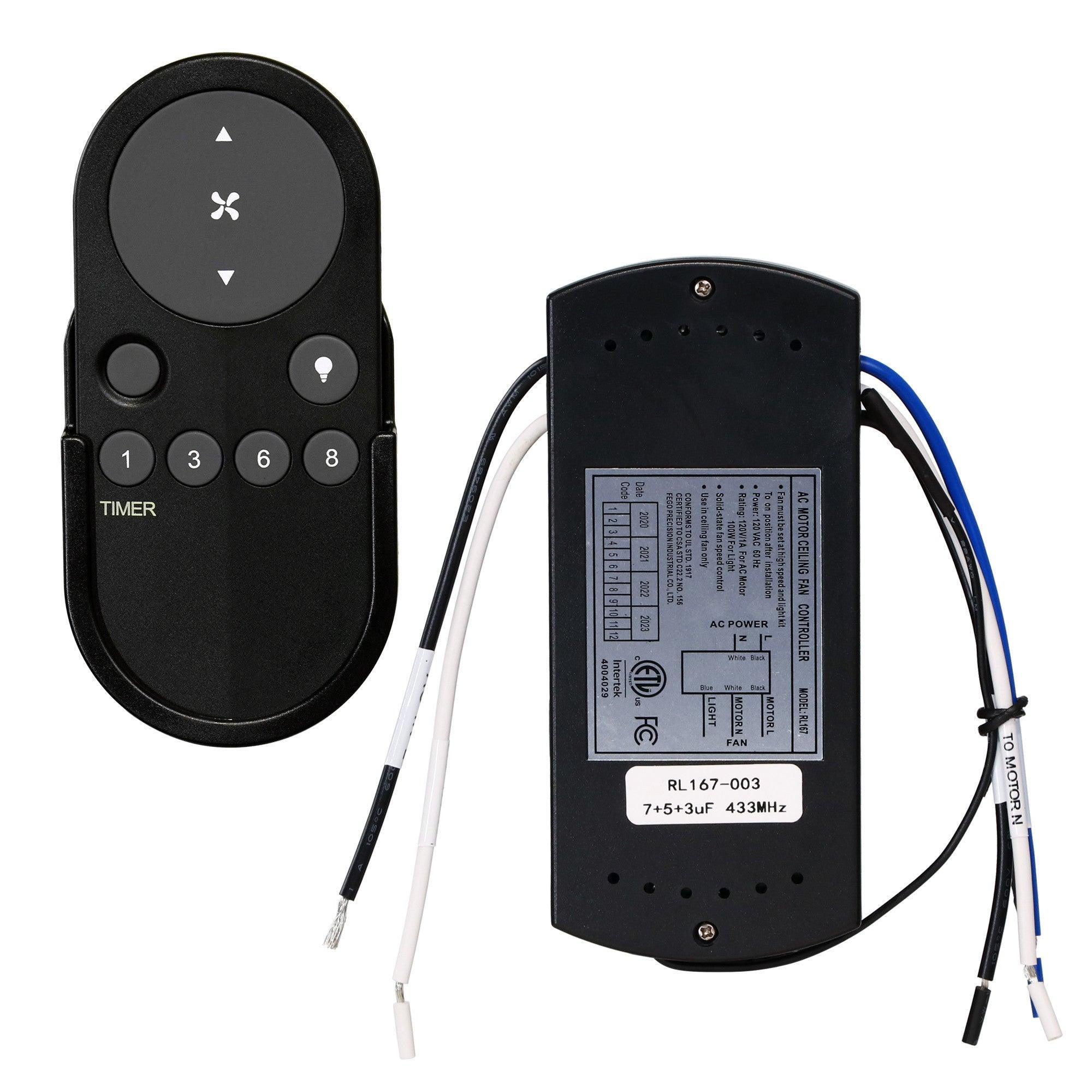 Parrot Uncle Universal Remote Control and Receiver Kit with Wall Mount Holder - Compatible with GA013, GA015, GA016 Ceiling Fans - Perfect for Home, Bedroom, and Living Room Installation