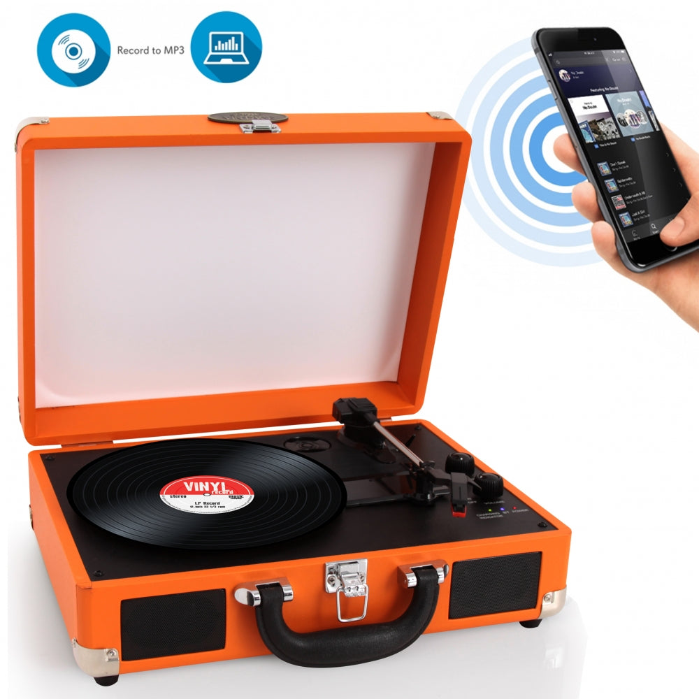 Portable Bluetooth Record Player Turntable with Built-in Speakers - Vintage Vinyl LP Player for Home, Office & Travel | Perfect for Music Lovers & Gift Giving