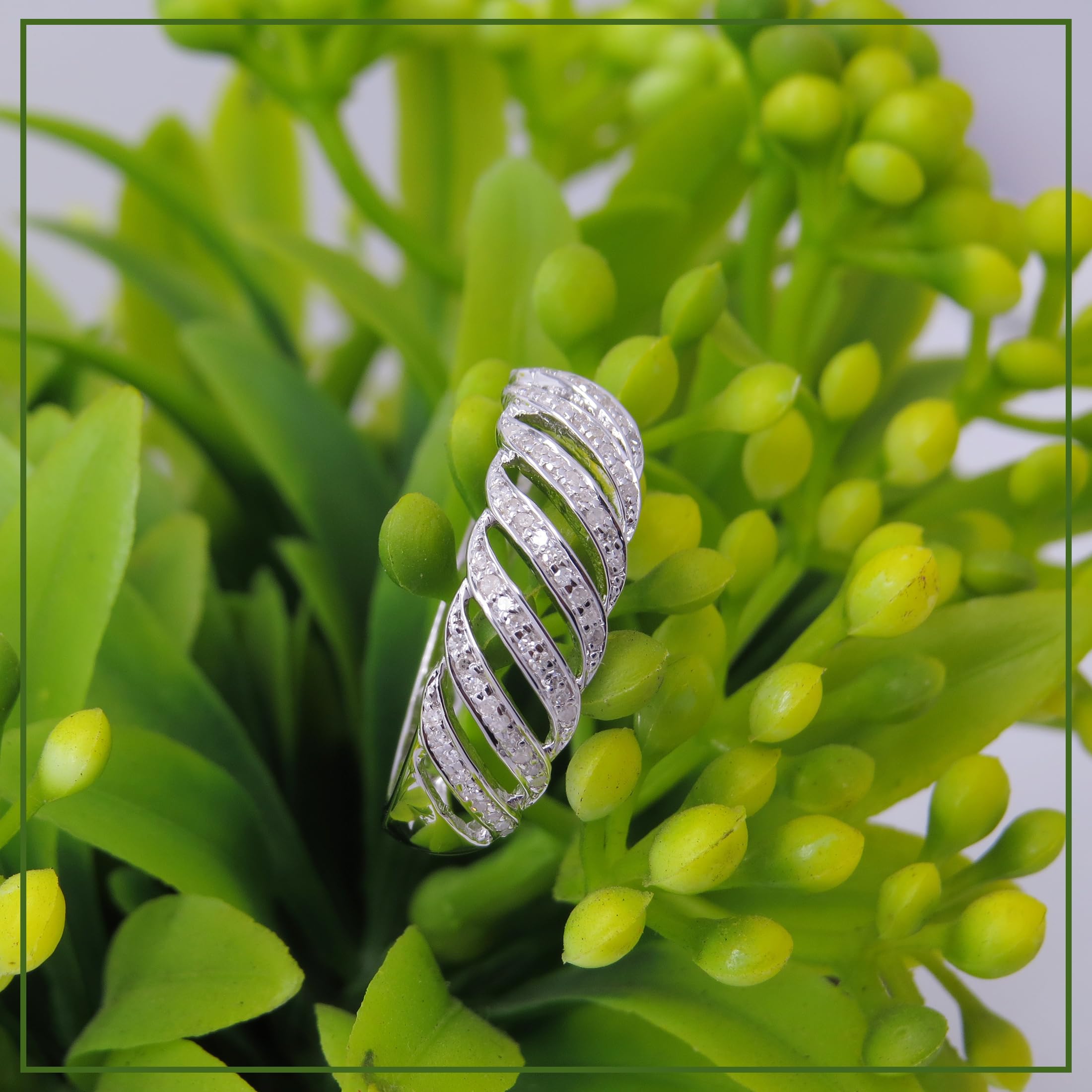 Dazzlingrock 0.30 Carat Round Diamond Women's Cocktail Ring in Sterling Silver - Perfect for Evening Parties, Anniversary Gifts & Special Occasions