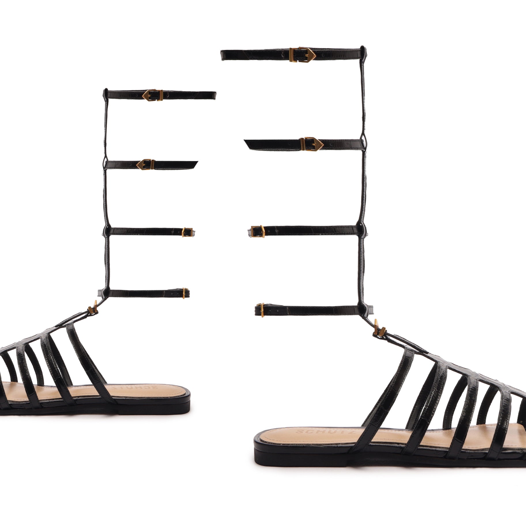 Hayden Crocodile Embossed Leather Sandals for Women - Comfortable Summer Slide Sandals with Arch Support - Perfect for Beach, Vacation & Casual Outfits