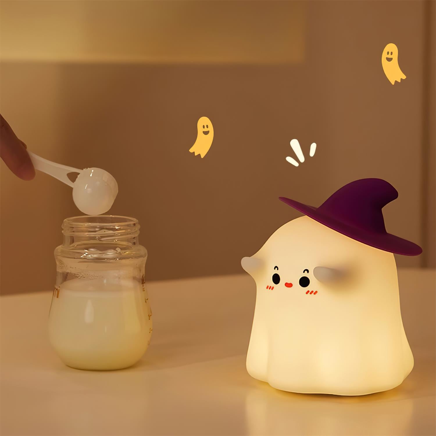 Magic Ghost Night Light for Kids - Spooky Halloween Decor, Cute Nursery Nightlight for Bedroom, Baby Room, or Halloween Party Decorations