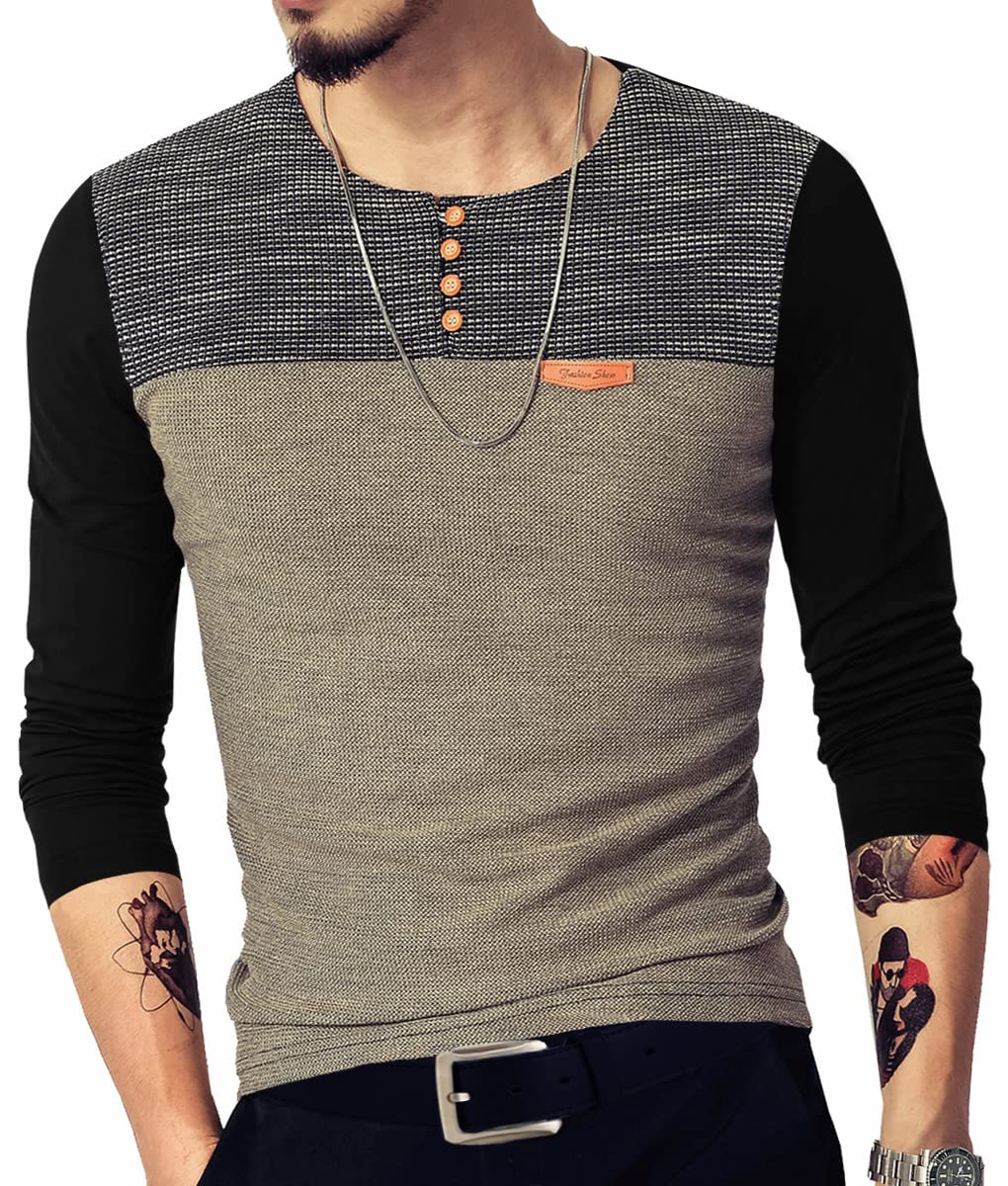 LOGEEYAR Men's Slim Fit Casual Button-Up T-Shirt | Short & Long Sleeve Options | Contrast Stitch Detail | Perfect for Work, Date Night & Weekend Outings