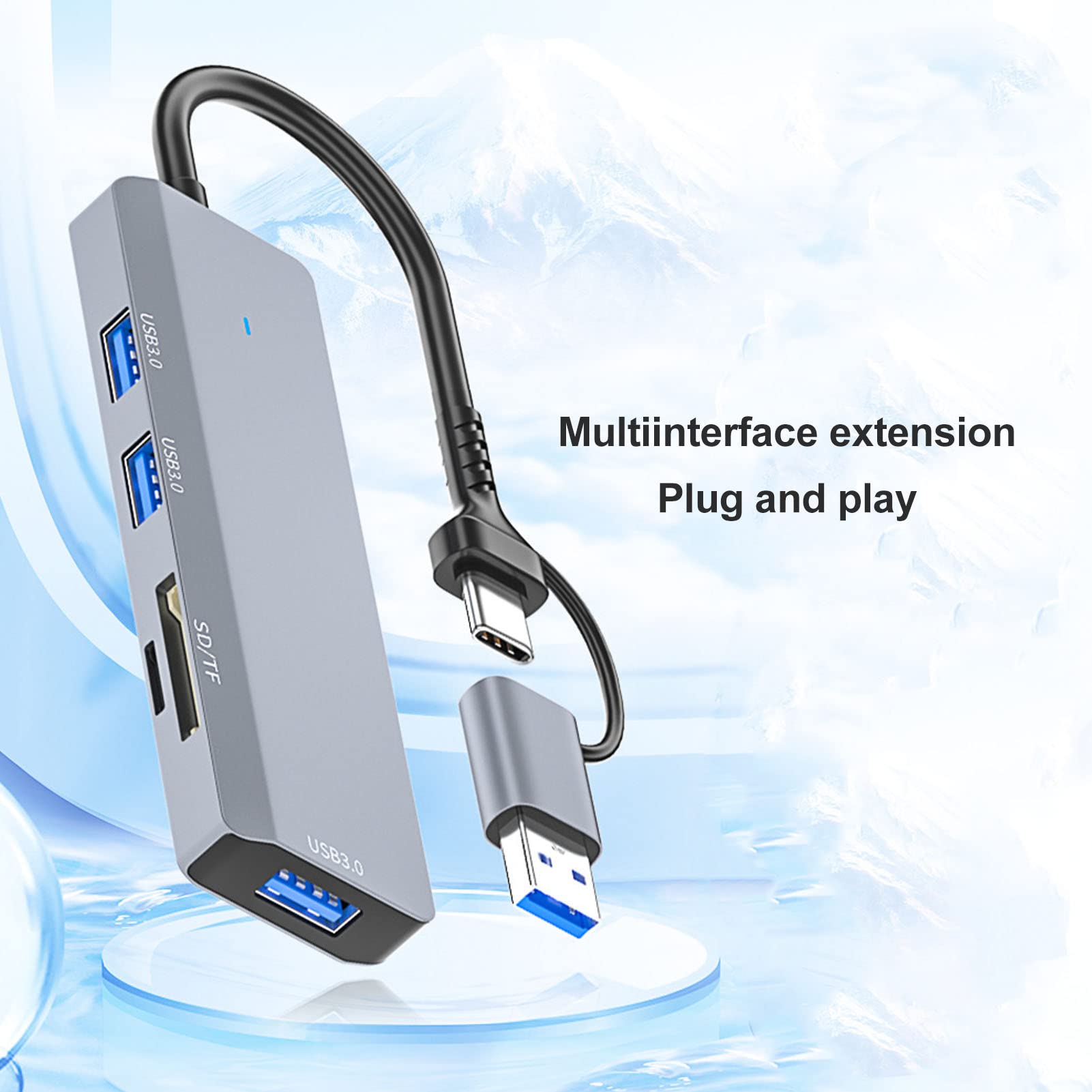 Premium USB 3.0 Hub with 4-Port Expansion, 5Gbps High-Speed Data Transfer, SD/TF Card Reader & Aluminum Alloy Housing - Ultra Slim Portable USB Adapter for Laptop, PC, Smartphone - Perfect for Home Office, Gaming & Travel Use