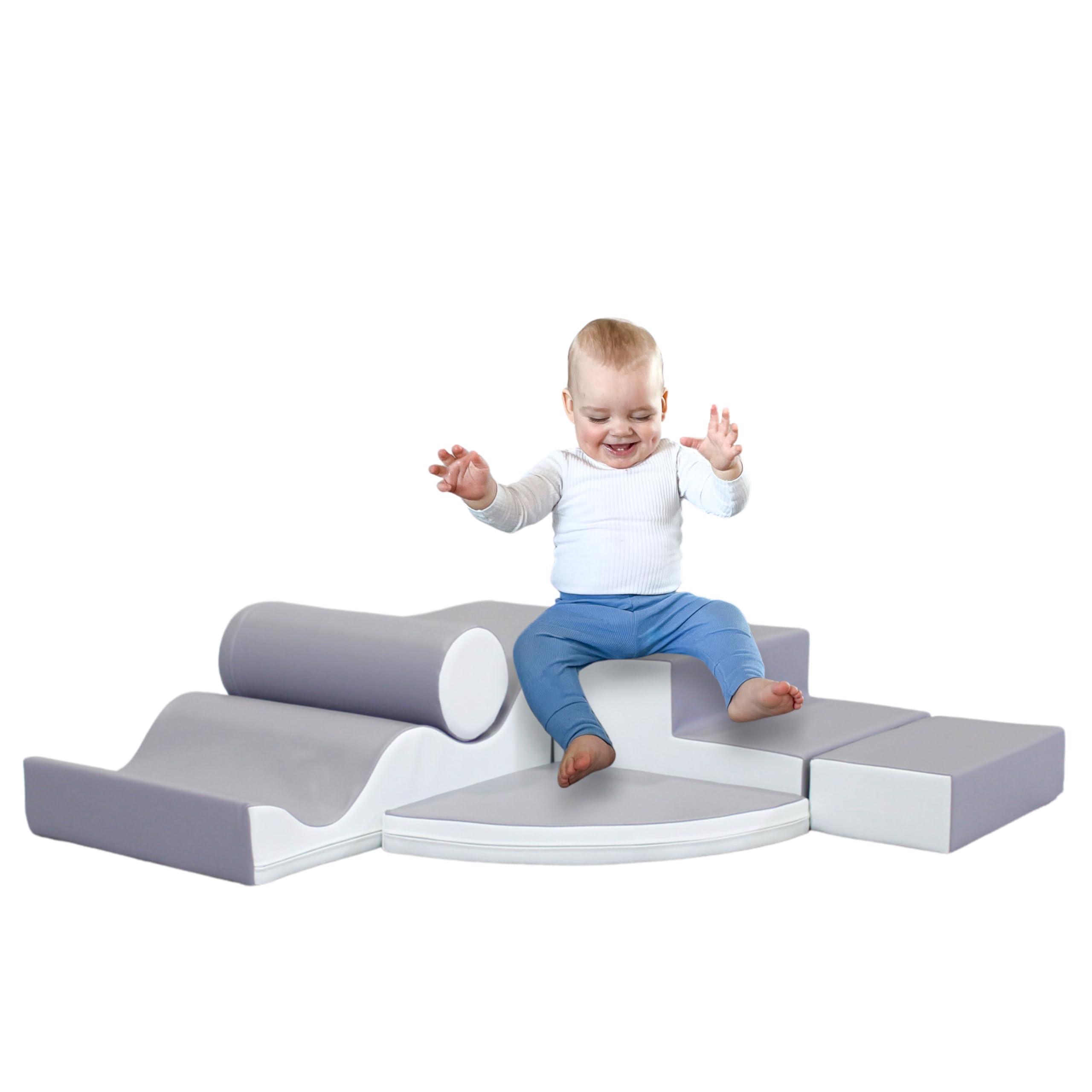 IGLU 6 Foam Building Blocks - Soft Stacking Blocks for Toddlers, Kids Educational Toys (Grey/White) - Safe Playroom & Preschool Learning Activity